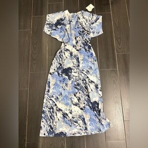 Chic Blue and White Marble Maxi Dress